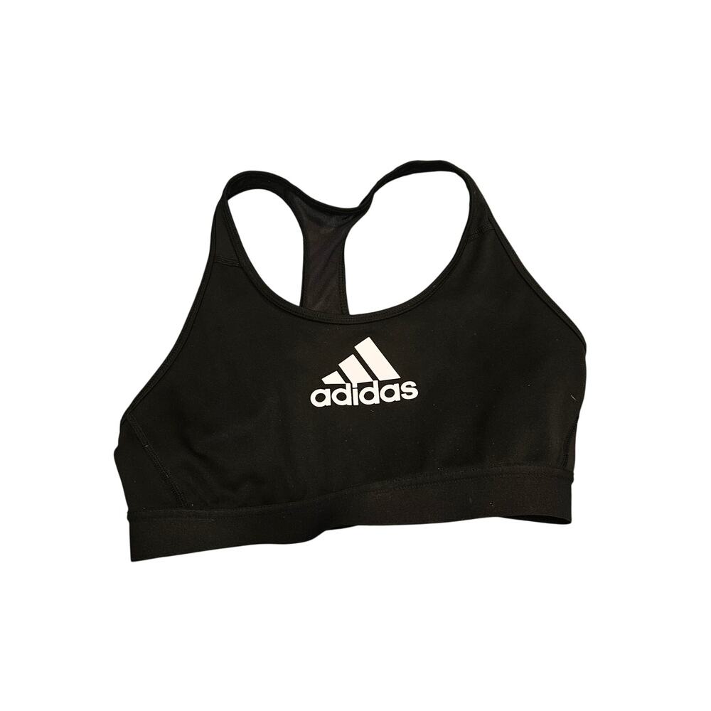 adidas Black Racerback Sports Bra Logo Activewear Womens XS (estimate) Mesh Back